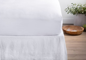 lot 174 image: Size Twin XL Color White 100% French Linen Bed Skirt  BOKSER Home