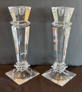 lot 27R image: P - Pair of Crystal Candle Holders
