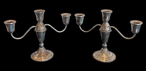 lot 84R image: P - Pair of Vintage Sterling Silver Weighted Candelabras