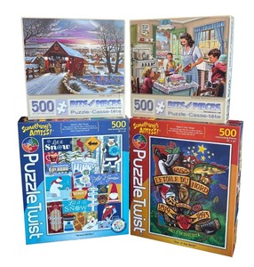 lot 94R image: P - Collection of 4 500-Piece Jigsaw Puzzles by PuzzleTwist and Bits & Pieces