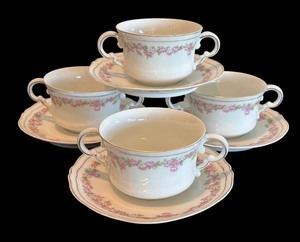 lot 63R image: 63R - Set of 4 Vienna Austria Cremes with Coordinating Under Plates