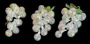 lot 66R image: P - Set of 3 Iridescent Glass Bubble Grape Stems