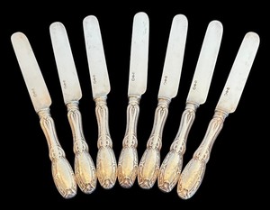 lot 77R image: P - Set of 7 Vintage Silver Plated Spreaders with Ornate Handles