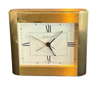 lot 29B image: P - Tiffany & Co. Swiss Quartz Desk Clock with Vice Commodores Trophy Script