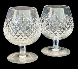 lot 13H image: DR - Pair of Waterford Crystal Alana Pattern Brandy Glasses