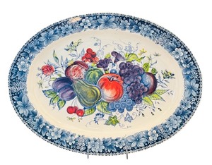 lot 108H image: LR - Eddie Bauer 18.5-Inch Floral Porcelain Platter Made in Japan