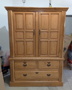 G -Beautiful Vintage Irish Pine Cabinet with Shelves and Drawers