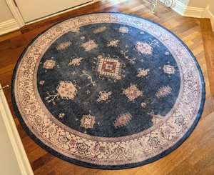lot 12A image: EW - Ruggable 6ft Round Washable Area Rug with Geometric Pattern