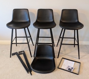 lot 18 image: LL - Set of 4 Rasnick Upholstered Bar Height Stools with Metal Frame by Trent Austin Design, New