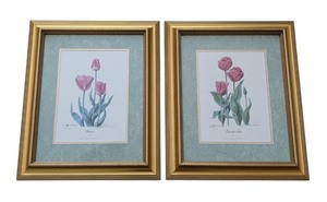 lot 52 image: UL - Pair of Framed Tulip Art Prints Signed and Numbered Skagit Valley WA