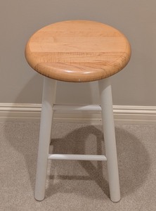 lot 53 image: UL - Wood Top Counter Stool with White Legs, 24 Inch Height