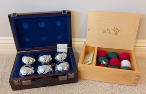 lot 127 image: LL - Petanque and Indoor Bocce Ball Sets with Wooden Cases