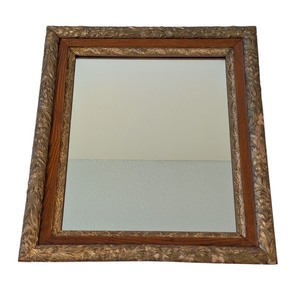 lot 130 image: LL - Antique Ornate Mirror with Wood and Gilt Floral Frame