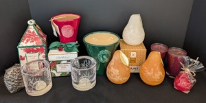 lot 174 image: UL - Assorted Scented Candle Collection with Decorative Glass Holders