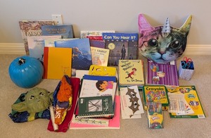 lot 183 image: LL - Childrens Activity Lot with Books, Art Supplies, Crayons, and Masks