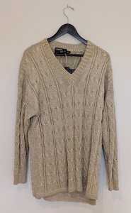 lot 188 image: UL - Christine Philippe Gold Sweater and Skirt Set Size Large with Bead Accents
