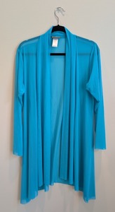 lot 215 image: UL - Tommy Bahama Sheer Blue Open Front Cardigan Size Large