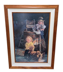 lot 94A image: UL - Limited Edition Framed Print by Byerley Free Clean Puppies 377395