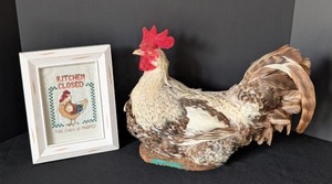 lot 97 image: UL - Framed Kitchen Closed Cross Stitch and Rooster Decor Set