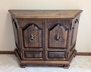 lot 101 image: EW - Console Wooden Cabinet with Brass Eagle Pulls