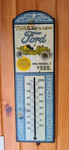 lot 106 image: G2 - Vintage Style Ford Model T Wood Thermometer Wall Hanging