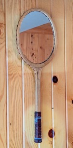 lot 114 image: G2 - Vintage Wooden Tennis Racquet Mirror Wall Hanging