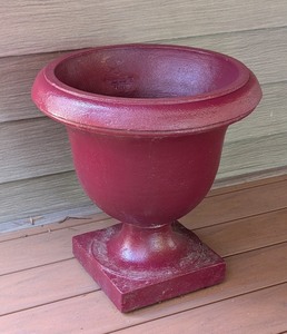 lot 121 image: BY - Campania Red Cement Garden Urn Planter