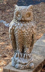 lot 122 image: BY - Cement Owl Garden Statue 24 Inch Tall