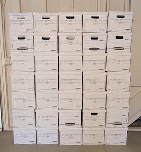 lot 129 image: LL - Set of 35 Cardboard File Storage Boxes
