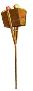 lot 7 image: Antique Wooden Apple Picking Basket on Long Handle