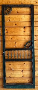 lot 9 image: Antique Wooden Screen Door Frame with Decorative Spindles