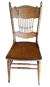 lot 41D image: Vintage Wooden Chair with Spindle Back and Carved Details