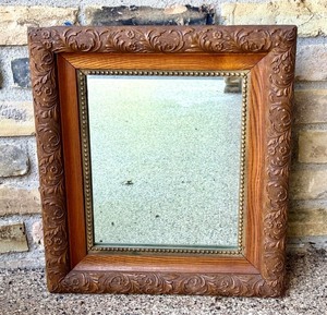 lot 45D image: Antique 16 x 18 Inch Ornate Carved Wood Mirror Frame
