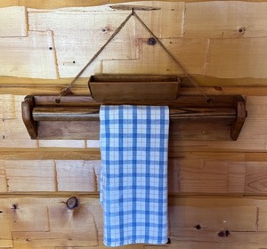lot 46D image: Wood Wall-Mounted Towel Rack with Hanging Storage Box