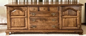 lot 56D image: Solid Wood 6-Drawer and 2-Door Sideboard Buffet Cabinet