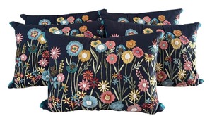 lot 60D image: Set of 6 Pier 1 Floral Embroidered Pillows