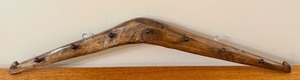 lot 65D image: Rustic Wooden Wall-Mounted Coat Rack with Wooden Pegs