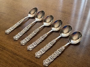 lot 67D image: Set of 6 Danish Demitasse Spoons 4 Inch Floral Pattern