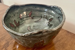 lot 69D image: K - Handmade Signed Pottery Bowl with Abstract Design