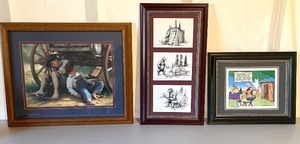 lot 139N image: Framed Art Print and 2 Framed Comic Prints