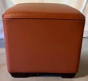 lot 150N image: Brown Faux Leather Ottoman with Casters