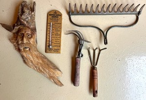 lot 157N image: Vintage Rustic Decor and Garden Tool Collection