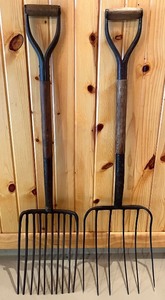 lot 167N image: Pair of Vintage Pitchforks with Wooden Handles