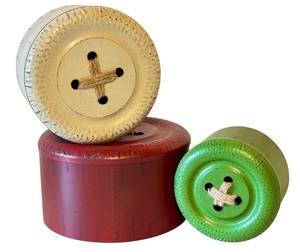 lot 98D image: LR - Set of 3 Decorative Nesting Boxes with Button Lids