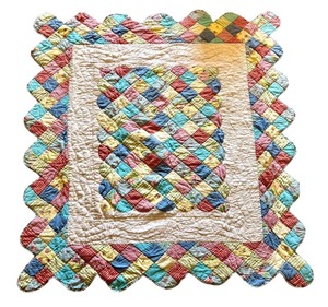 lot 104D image: LR - Childrens Patchwork Quilt with Scalloped Edges