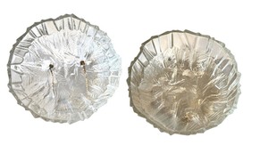 lot 121D image: LL - Pair of Hoya Crystal Iceberg Pattern Serving Bowls 9.5 Inch