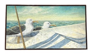 lot 128R image: P - Pearl Charlson Original Seagull Painting on Canvas