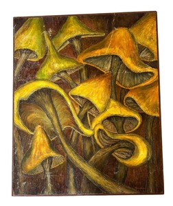 lot 129R image: P - Original Mushroom Motif Painting by Pearl Charlson