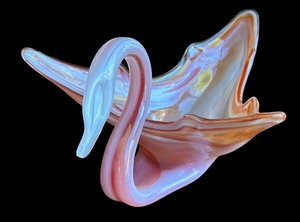 lot 130R image: P - Vintage Slag Glass Swan Dish
