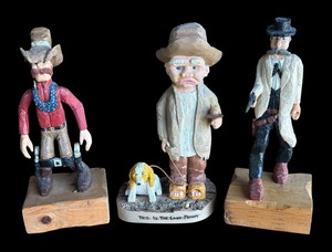 lot 131R image: P - Set of 3 Pobbies Crafty Crafts Hand-Carved Western Figurines